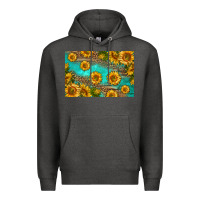 Charcoal Heather western sunflowers skinny metal can holder Premium Hoodie - HRA Design Shop