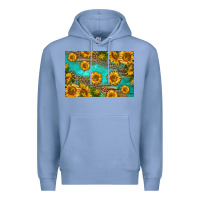 Colony Blue western sunflowers skinny metal can holder Premium Hoodie - HRA Design Shop