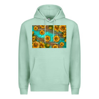 Seafoam western sunflowers skinny metal can holder Premium Hoodie - HRA Design Shop