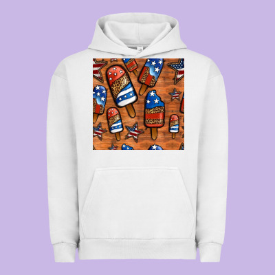 Patriotic Popsicles Seamless Pattern Urban Hoodie Designed By Hra Design Shop
