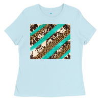 Baby Blue turquoise glitter leopard and cowhide Ladies Tee - Artiststas