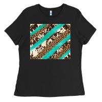 Black turquoise glitter leopard and cowhide Ladies Tee - Artiststas