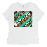 White turquoise glitter leopard and cowhide Ladies Tee - Artiststas