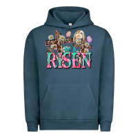 Pigment Midnight Navy He is risen Easter Day Urban Hoodie - CowGirlArtShop