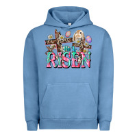 Pigment Pebble Blue He is risen Easter Day Urban Hoodie - CowGirlArtShop