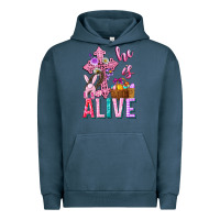 Pigment Midnight Navy he is alive easter Urban Hoodie - Neo Western
