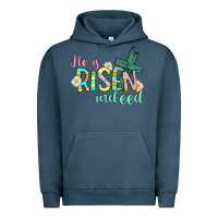 Pigment Midnight Navy He is risen indeed Easter Urban Hoodie - CowGirlArtShop
