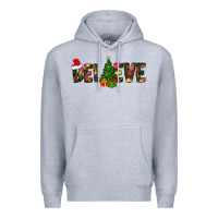 Heather Grey believe christmas Premium Hoodie - CowhideDigitalArt