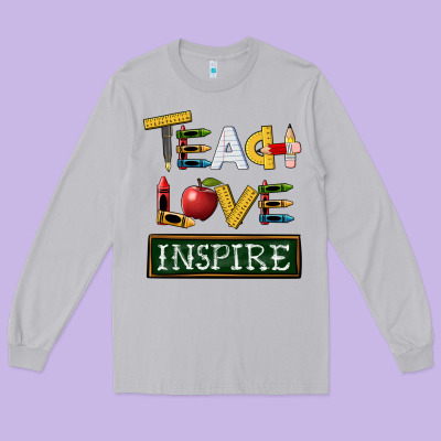 Teach Love Inspire Long Sleeve Tee Designed By Barkaloodesign