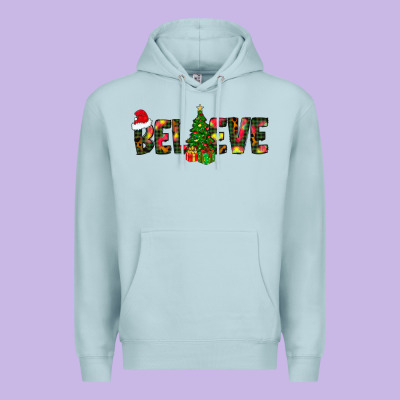 Believe Christmas Premium Hoodie Designed By Cowhidedigitalart