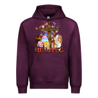 Mauve Wine He lives Easter Day Urban Hoodie - CowGirlArtShop
