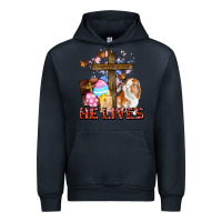 Navy He lives Easter Day Urban Hoodie - CowGirlArtShop