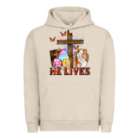 Pigment French Oak He lives Easter Day Urban Hoodie - CowGirlArtShop