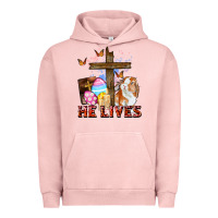Pigment Salmon He lives Easter Day Urban Hoodie - CowGirlArtShop