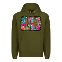 Army Green mimi floral background Premium Hoodie - HRA Design Shop