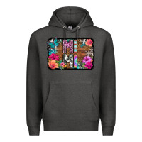 Charcoal Heather mimi floral background Premium Hoodie - HRA Design Shop