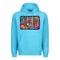 Ocean Blue mimi floral background Premium Hoodie - HRA Design Shop