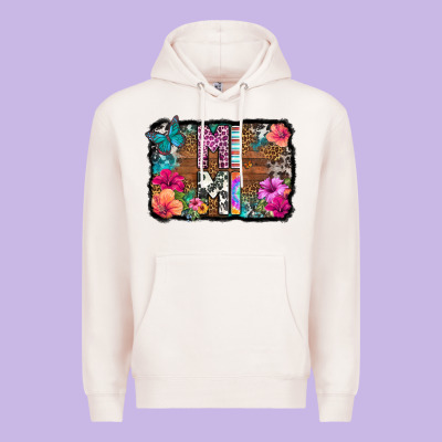 Mimi Floral Background Premium Hoodie Designed By Hra Design Shop