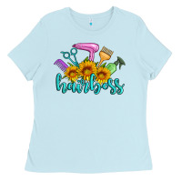 Baby Blue hairboss western sunflowers hairdresser Ladies Tee - Artiststas