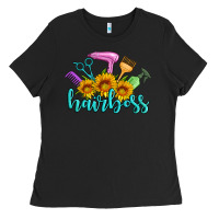 Black hairboss western sunflowers hairdresser Ladies Tee - Artiststas