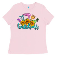 Bubblegum Pink hairboss western sunflowers hairdresser Ladies Tee - Artiststas