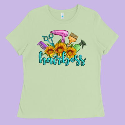 Hairboss Western Sunflowers Hairdresser Ladies Tee Designed By Artiststas