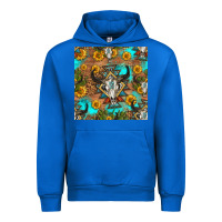 Cobalt aztec bull skull seamless pattern Urban Hoodie - HRA Design Shop