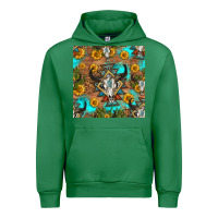 Emerald aztec bull skull seamless pattern Urban Hoodie - HRA Design Shop