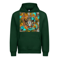 Forest Green aztec bull skull seamless pattern Urban Hoodie - HRA Design Shop