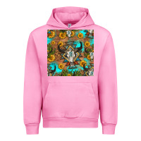 Fuchsia Pink aztec bull skull seamless pattern Urban Hoodie - HRA Design Shop
