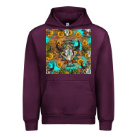 Mauve Wine aztec bull skull seamless pattern Urban Hoodie - HRA Design Shop