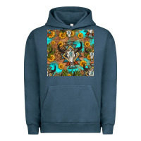 Pigment Midnight Navy aztec bull skull seamless pattern Urban Hoodie - HRA Design Shop