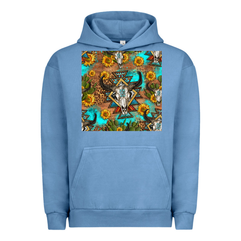 Aztec Bull Skull Seamless Pattern Urban Hoodie by HRA Design Shop | Teevron