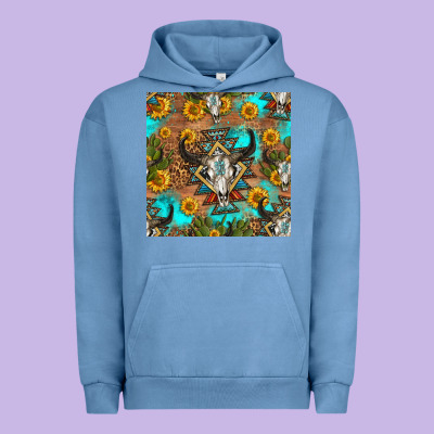 Aztec Bull Skull Seamless Pattern Urban Hoodie Designed By Hra Design Shop