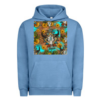 Pigment Pebble Blue aztec bull skull seamless pattern Urban Hoodie - HRA Design Shop