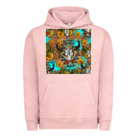 Pigment Salmon aztec bull skull seamless pattern Urban Hoodie - HRA Design Shop