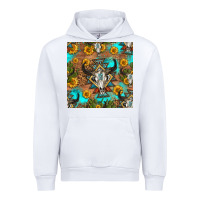White aztec bull skull seamless pattern Urban Hoodie - HRA Design Shop