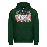 Forest Green he is risen easter with flowers Urban Hoodie - Neo Western