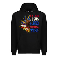 Black She loves Jesus and America too 4th of july Premium Hoodie - CowGirlArtShop