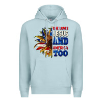 Blue Mist She loves Jesus and America too 4th of july Premium Hoodie - CowGirlArtShop