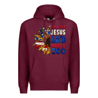 Burgundy She loves Jesus and America too 4th of july Premium Hoodie - CowGirlArtShop