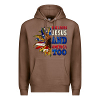 Chestnut She loves Jesus and America too 4th of july Premium Hoodie - CowGirlArtShop