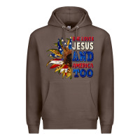 Coffee She loves Jesus and America too 4th of july Premium Hoodie - CowGirlArtShop
