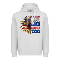 Dove Grey She loves Jesus and America too 4th of july Premium Hoodie - CowGirlArtShop