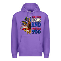 Purple She loves Jesus and America too 4th of july Premium Hoodie - CowGirlArtShop
