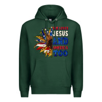 Sports Green She loves Jesus and America too 4th of july Premium Hoodie - CowGirlArtShop