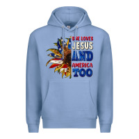 Colony Blue She loves Jesus and America too 4th of july Premium Hoodie - CowGirlArtShop