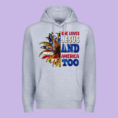 She Loves Jesus And America Too 4th Of July Premium Hoodie Designed By Cowgirlartshop
