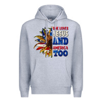Heather Grey She loves Jesus and America too 4th of july Premium Hoodie - CowGirlArtShop