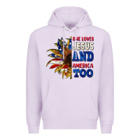 Lilac She loves Jesus and America too 4th of july Premium Hoodie - CowGirlArtShop
